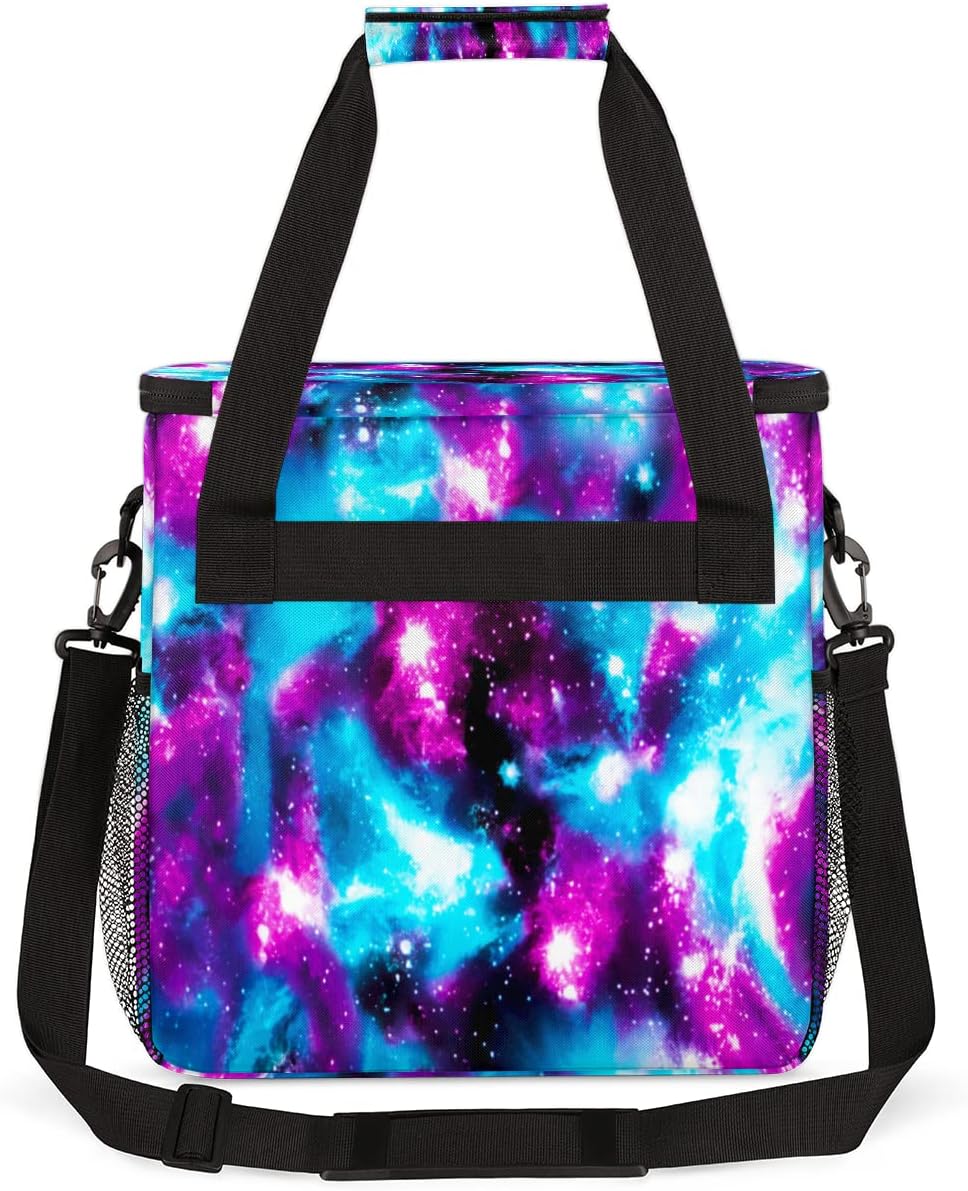 Funny Galaxy Coffee Maker Carring Bag Glitter Space Travel Storage Tote Bag Compatible with Keurig K-Mini or K-Mini Plus Portable Single Serve Coffee Brewer Case with Pockets for K-cup Pods