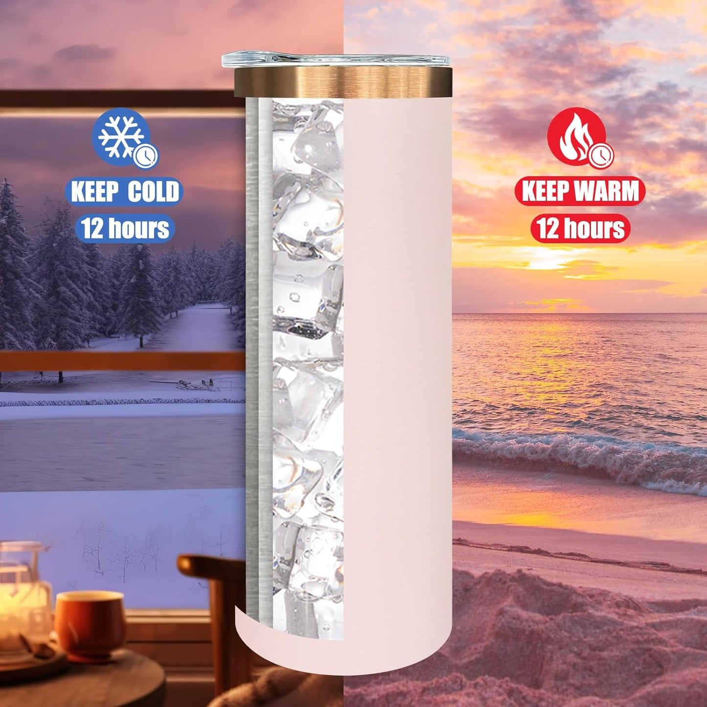 20 oz Skinny Tumblers Bulk 8 Pack, Stainless Steel Insulated Tumbler with Lids and Straws, Slim Double Wall Powder Coated Travel Coffee Mugs Reusable Cup for Hot Cold Drinks (Pink,8 pack)