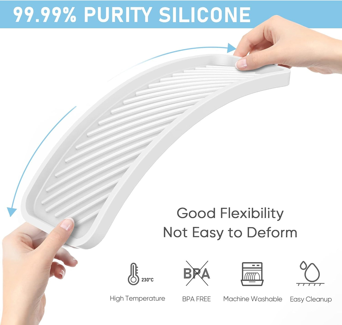 EG-SIPRO Kitchen Sink Organizer Tray,Sponge Holder for Kitchen Sink Bathroom Counter Tray Sponge Caddy Silicone Soap Holder for Soap dispenser, Bottle, Dishwashing Accessories(2-pack)