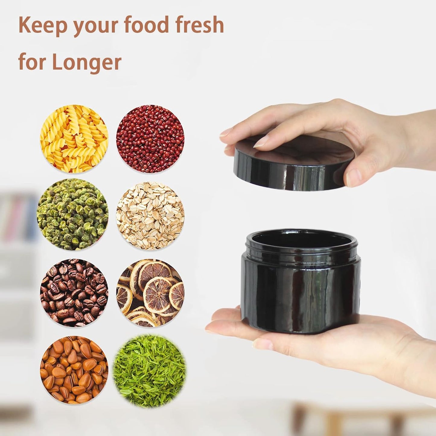 Black Glass Smell Proof Storage Jar 150ml Wide Mouth Airtight UV Protection Container for Spice Coffee