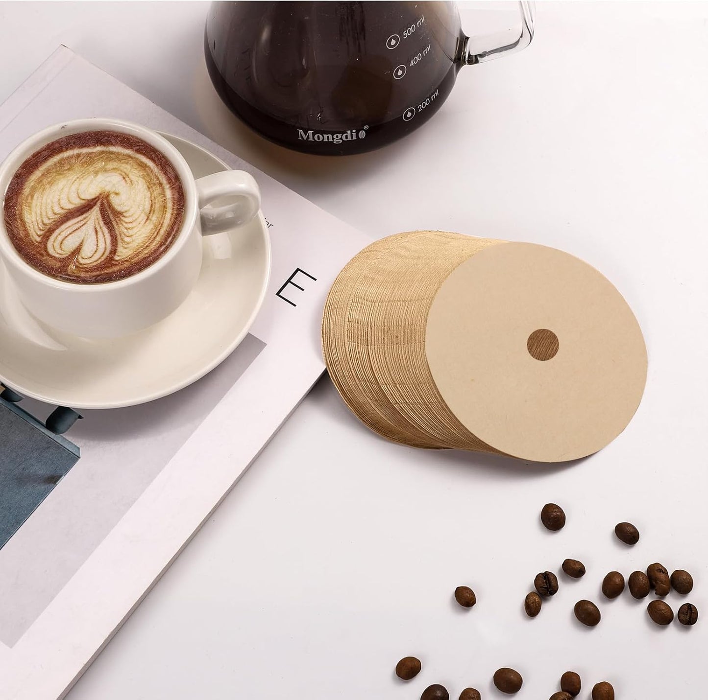 500 Count Percolator Coffee Filters, 3.75in Natural Unbleached Percolator Filters Disposable Disc Coffee Filters for Coffee Shops, Camping, Home, Office
