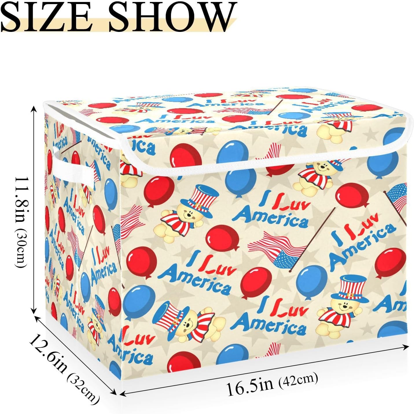 susiyo Classical American Pattern fabric storage baskets with lids,Collapsible Storage Boxes,Foldable storage boxes with handles for Home,Office,Closet Organization