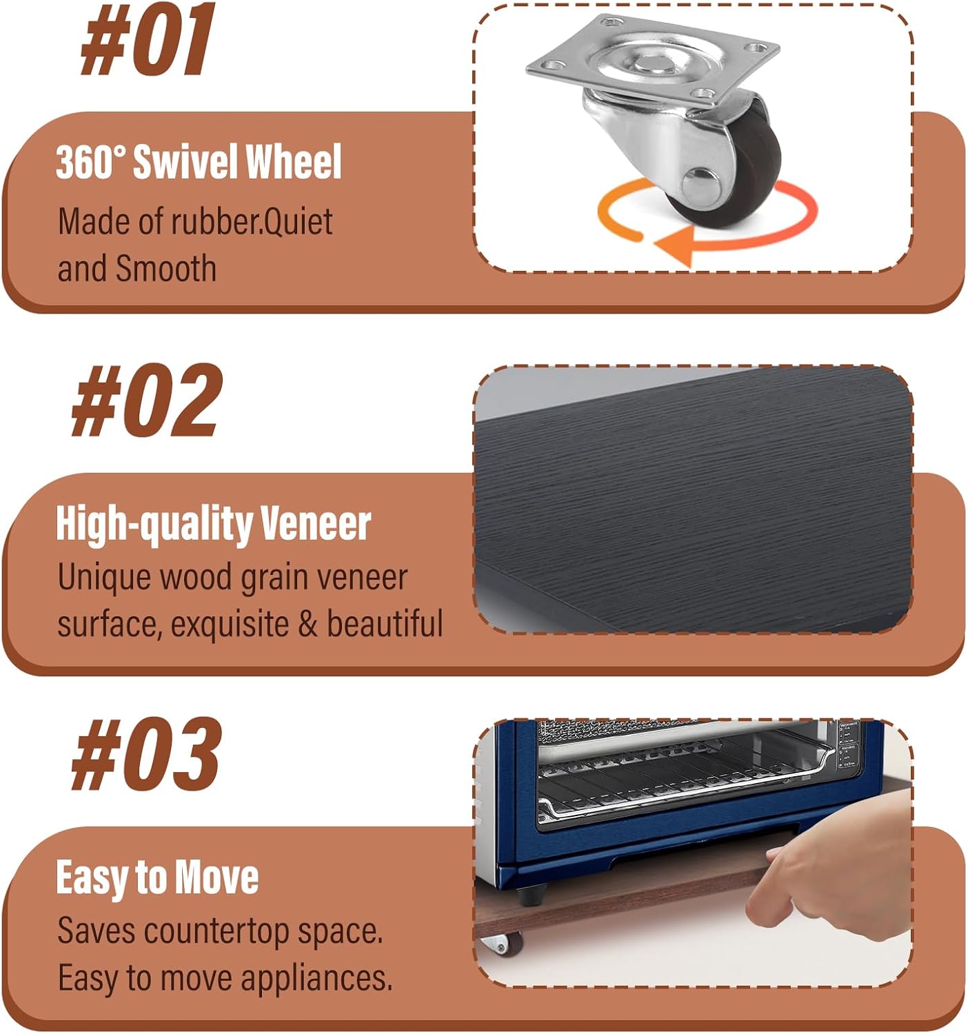 360° Appliance Slider Sliding Tray, Coffee Maker Rolling Tray for Counter Under Cabinet Coffee Pot Mat for Espresso Machine, Toaster, Air Fryer, Quiet Wheels, Black (Large 15.7"×13")