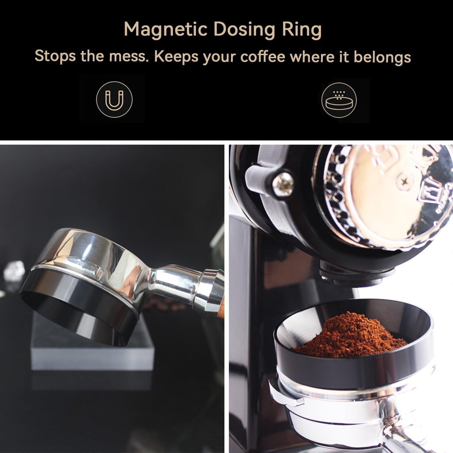 51mm Espresso Accessories Kit 2-in-1 Coffee Distributor and Tamper Leveler, WDT Tool and Magnetic Dosing Funnel for 51 mm Portafilters