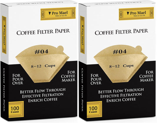 Pro Mael Cone Coffee Filters #4, Number 4 Coffee Filter 8-12 Cup for Drip Coffee Maker, Unbleached Natural (200, #4)