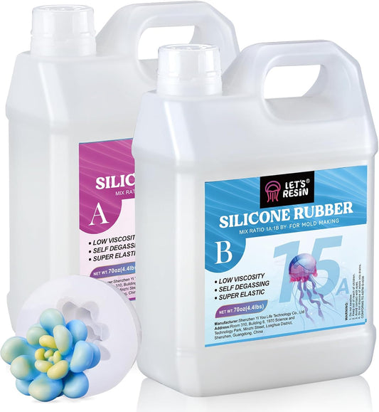 LET'S RESIN Silicone Mold Making Kit Liquid Silicone Rubber 140oz/1 Gallon Translucent Clear Mold Making Silicone-Mixing Ratio 1:1-Molding Silicone for Resin Molds,Silicone Molds Maker DIY Making