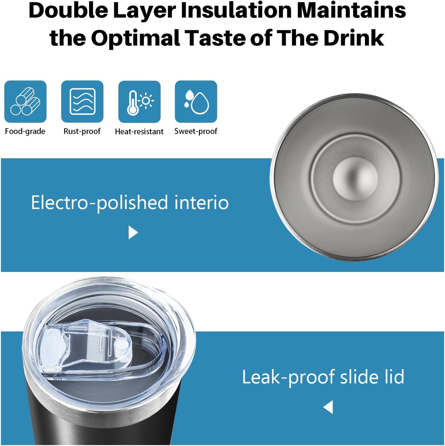 20 oz Skinny Tumbler with Lid and Straw,Stainless Steel Vacuum Insulated Tumbler Cup Double Wall Leak-proof Coffee Mug,Travel Thermal Water Tumbler for Office,Outdoor (Black/White/Rose gold/Silver)