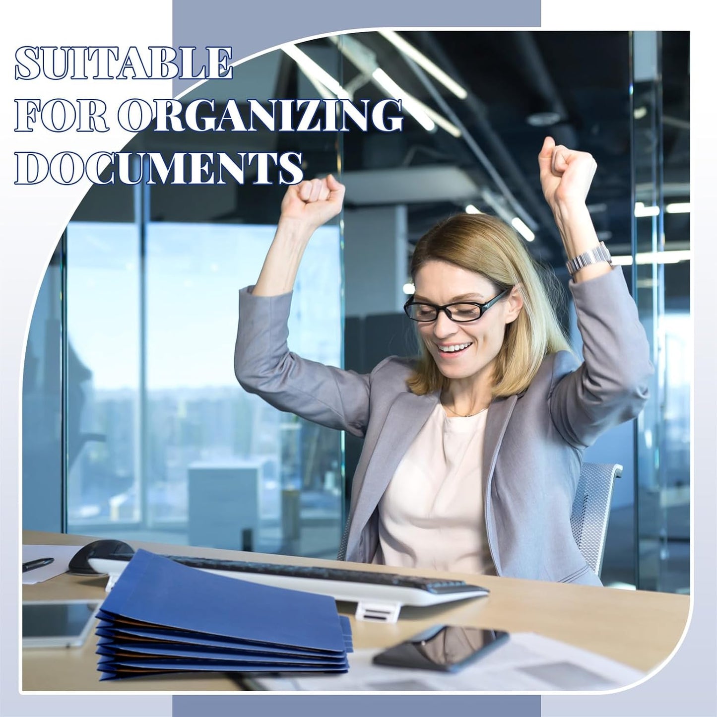 12 Pcs Classification Folders Letter Size Bulk - 2 Dividers Pressboard File Folder with 3.5 Inch Expansion, 2 Prongs Fastener, Heavy Duty Office File Organizer for Teacher Medical (Dark Blue)