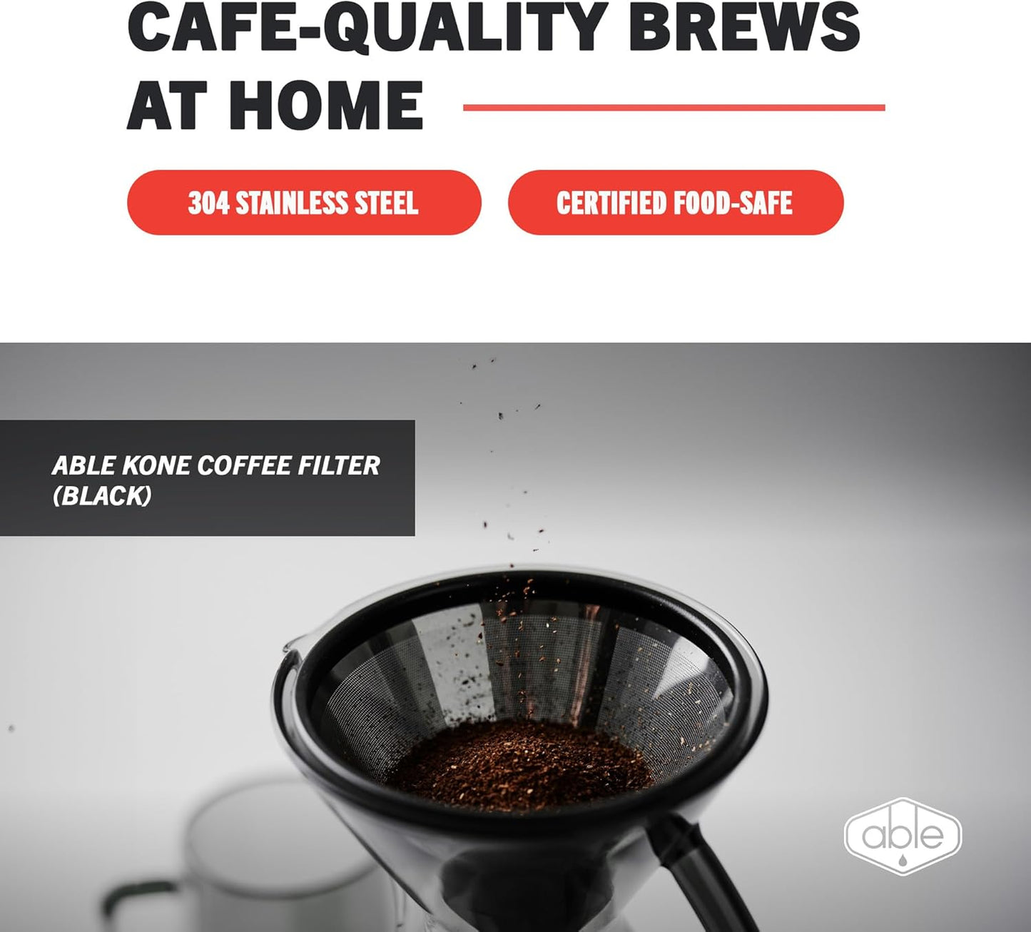 Able KONE for Chemex: The Original Reusable Black Titanium Coffee Filter