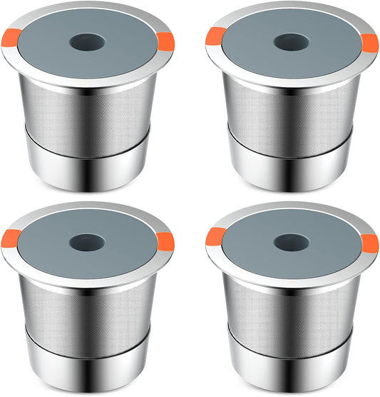 Reusable K Cups | Reusable K Cups for Keurig 1.0 & 2.0 Single Cup Coffee Makers,Stainless Steel Integrated Mesh Strainer keurig accessories (4 pack)