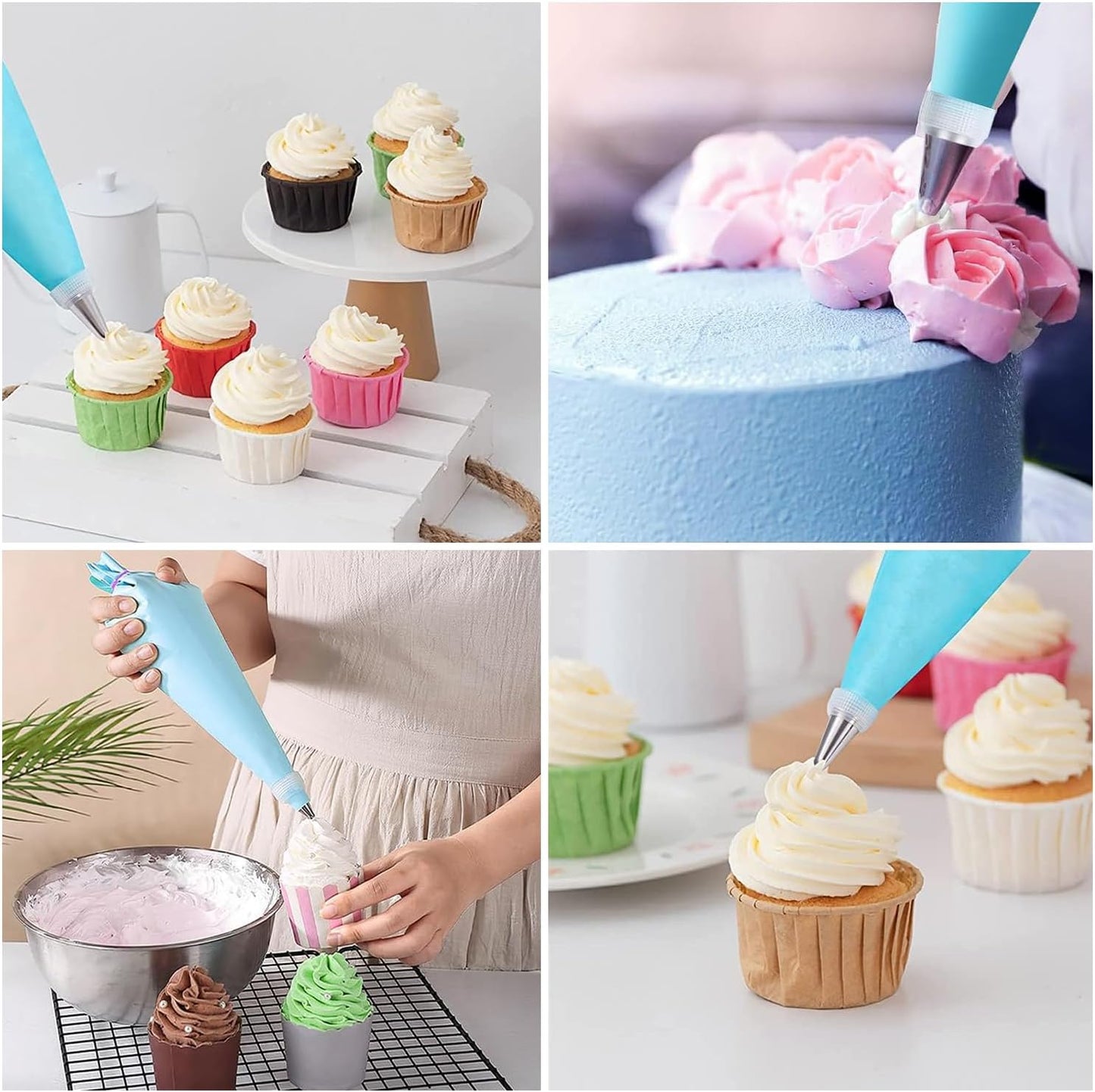 55PCS Piping Bags Tips Set Reusable Pastry Bags and Frosting Tips Cakes Decorating Kit for Cookie Icing, 2 Icing Bags, 49 Icing Tips, 3 Couplers, 1 Storage Box