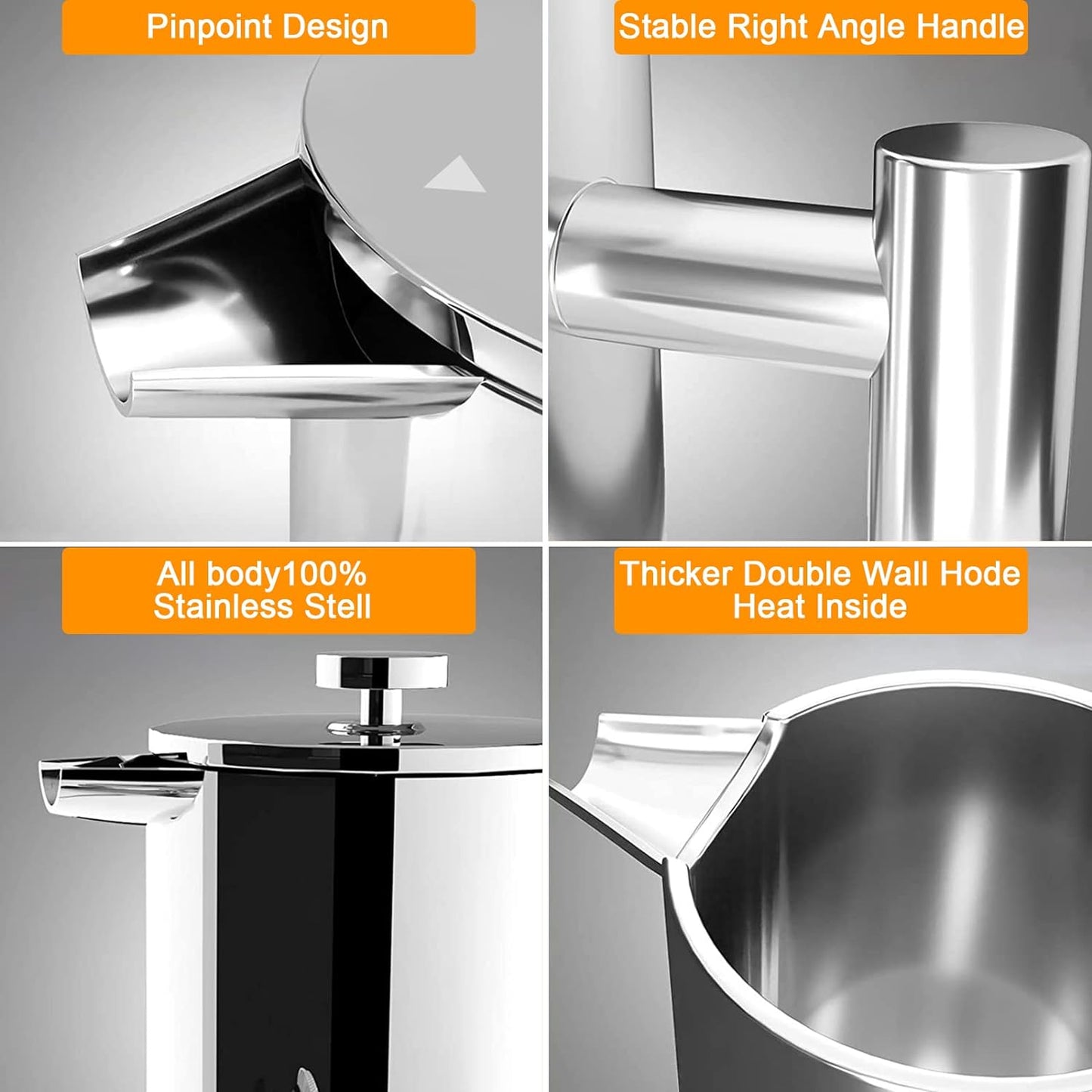 French Press, 600ml Double Insulated 304 Stainless Steel Coffee Tea Maker 4 Level Filtration System, No Coffee Grounds, Rust-Free, Dishwasher Safe for Single Use