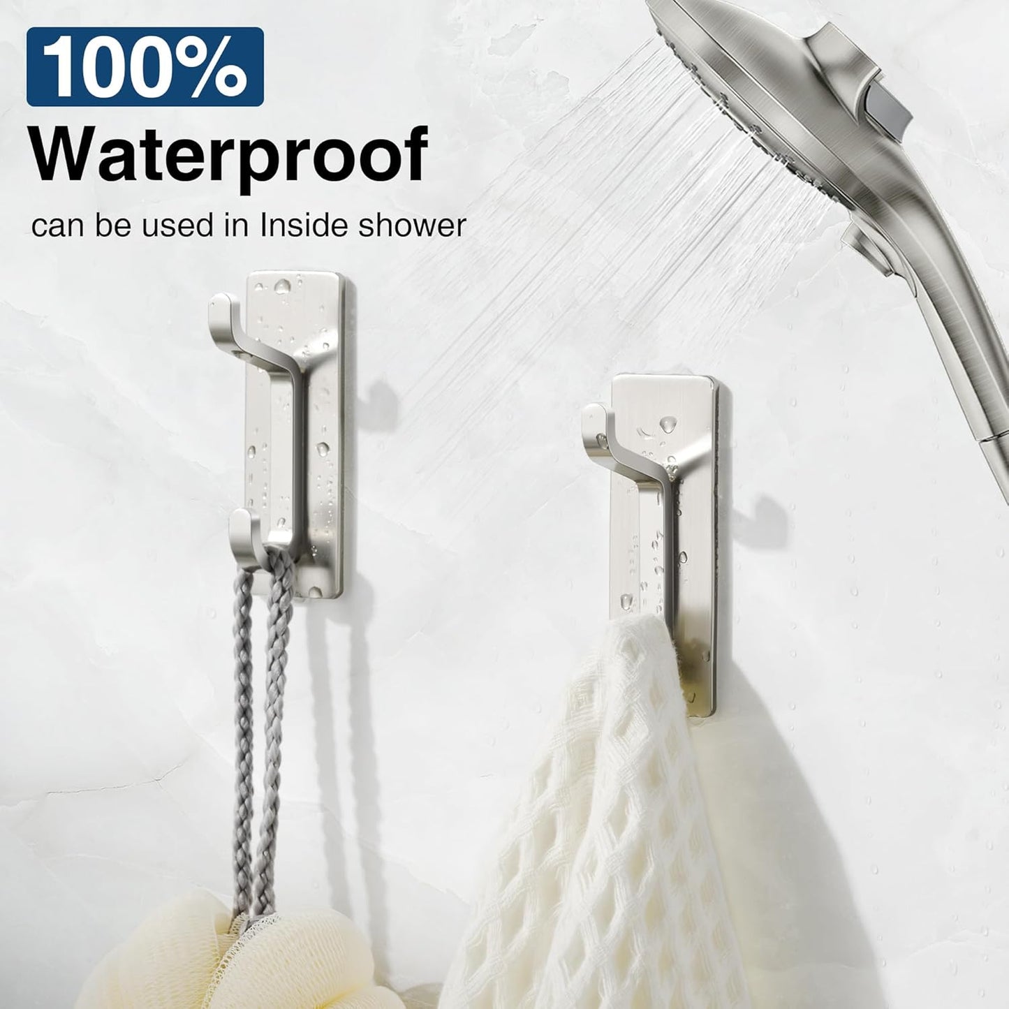 pickpiff Wall Hooks for Coat and Towel: 13LB Adhesive Door Hanger Stick on, Brushed Nickel 6 Pack