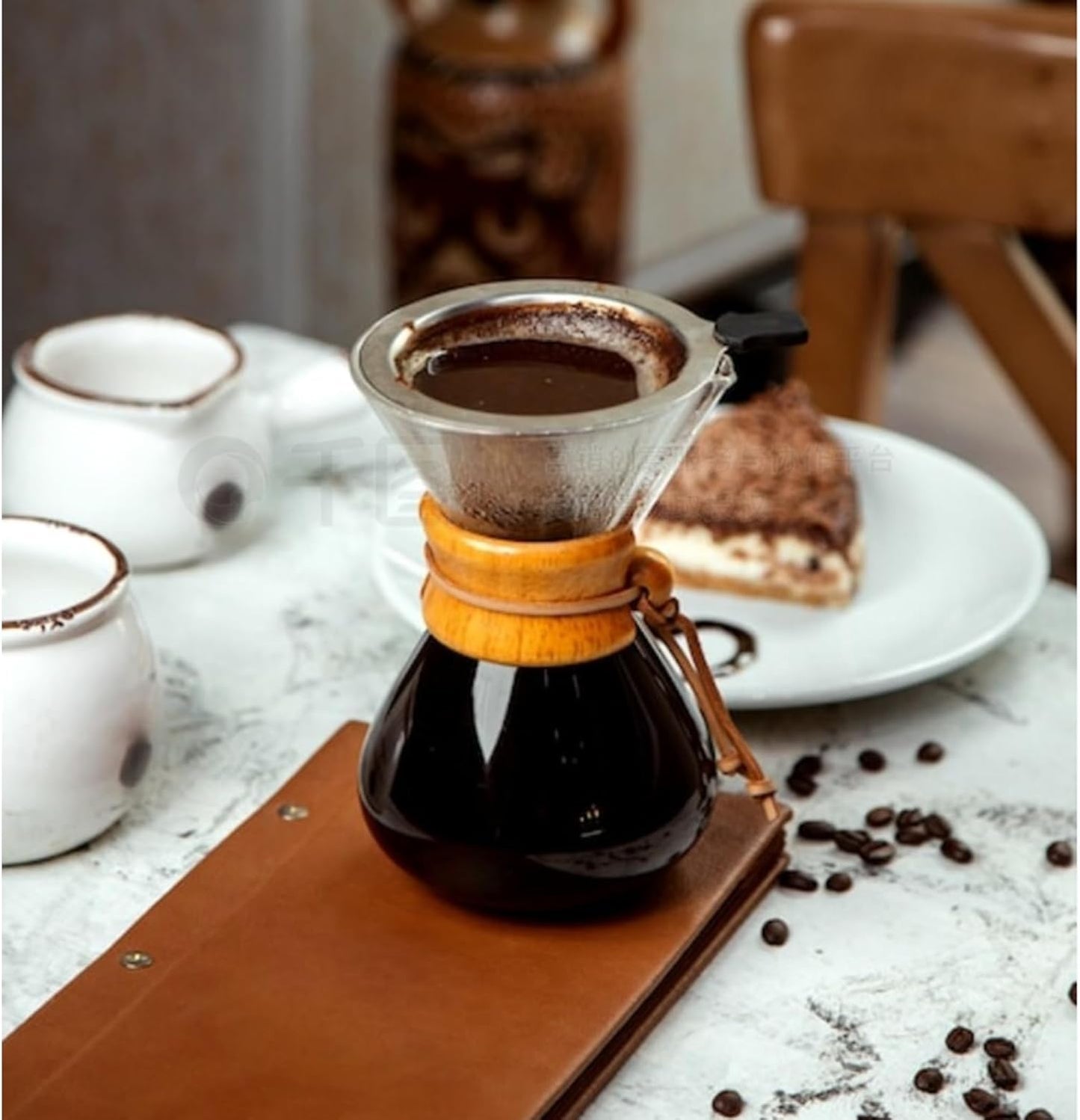 Double Mesh Pour Over Coffee Filter Set - 300+600 Mesh Reusable Stainless Steel Coffee Filter with Detachable Handle, Easy Clean, 2-in-1 for Drip/Cold Brew/Espresso,Fits Most V60/Chemex Brewers