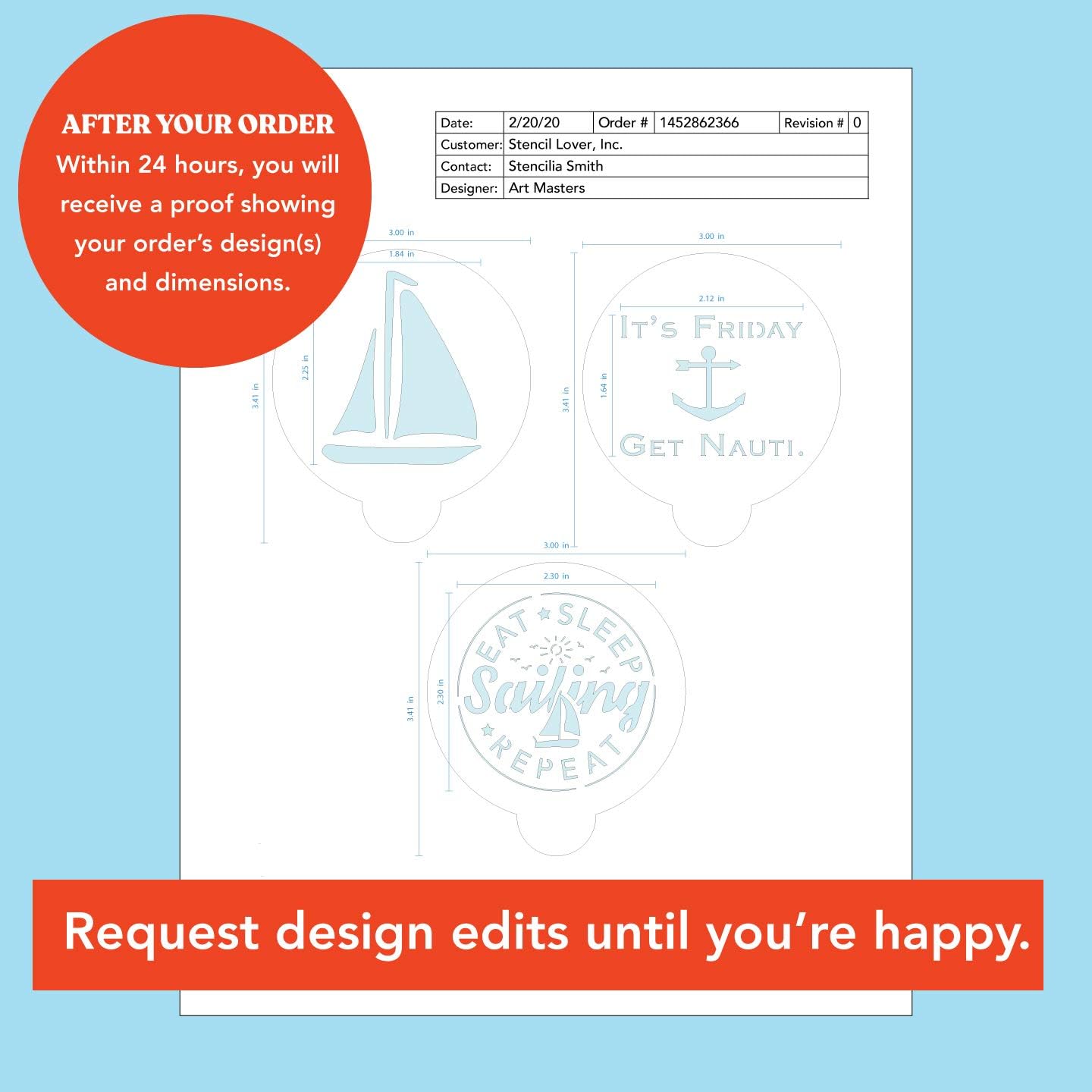 Stencil Stop Custom Coffee Stencil - Customizable for Business Logos, Faces, Images - 14 Mil Mylar Plastic (3.5 x 3.5 inches - 5 Pack)