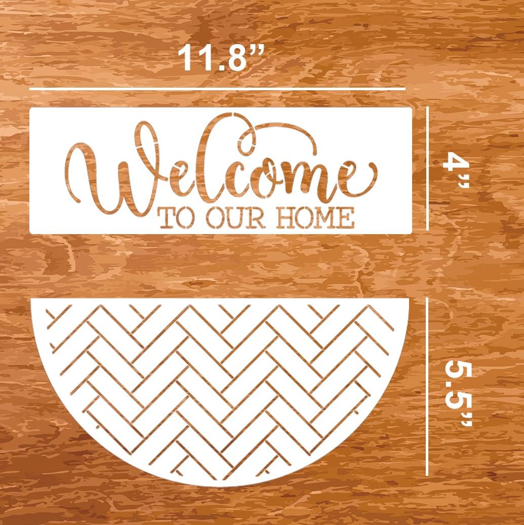 Welcome Stencils for Painting on Wood Welcome Stencil for Wood Sign 12" Reusable Templates Brick/Leopard Print/Herribone/Cow Print Pattern Stencil