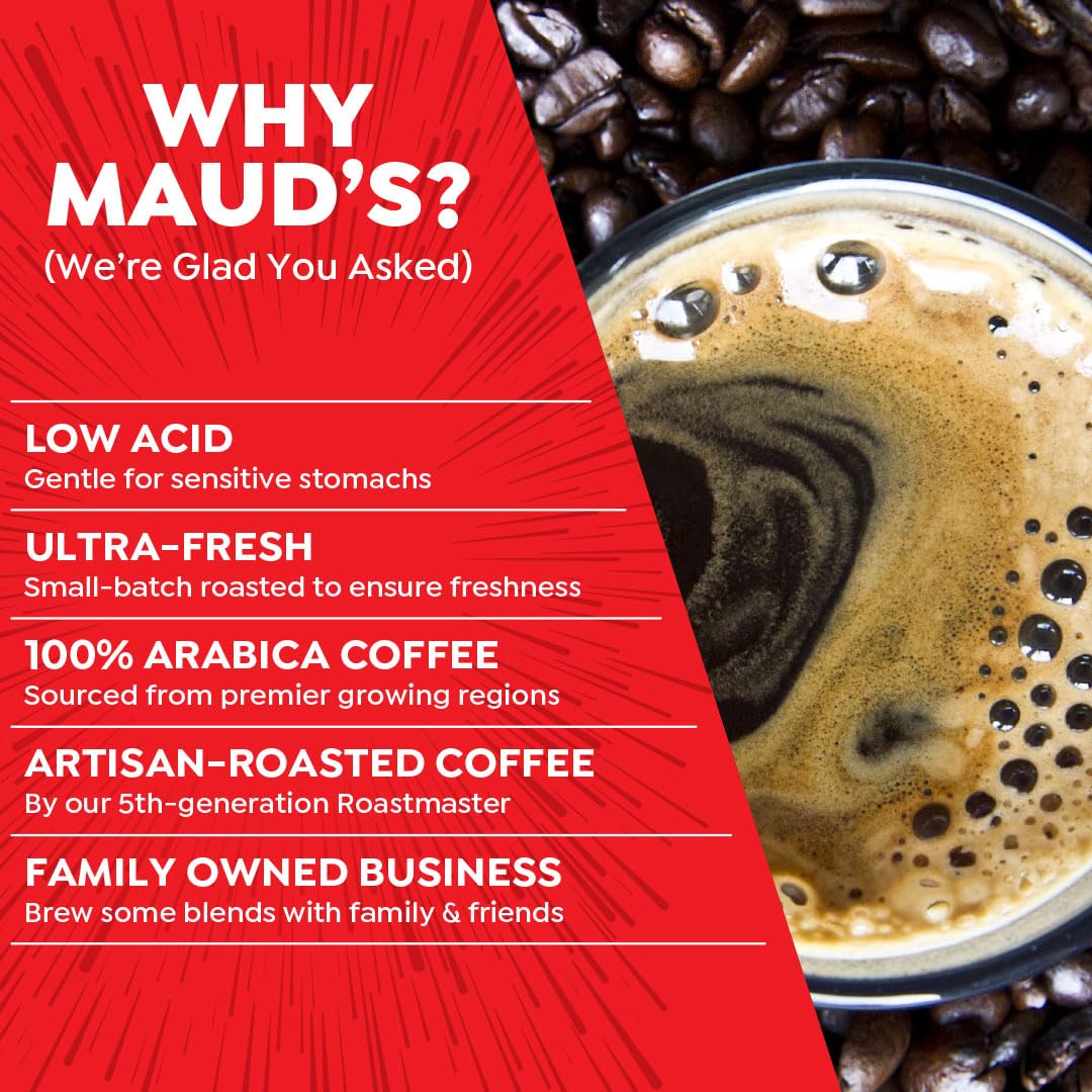 Maud's Double Caffeine Coffee Pods, 18 ct, Dark Roast Coffee in Recyclable Single Serve Pods – 100% Arabica Coffee, Compatible with Keurig K Cups Maker