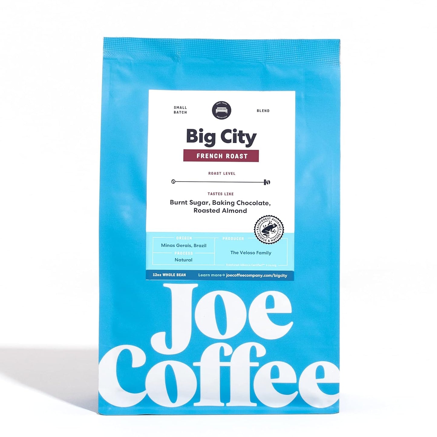 Joe Coffee Company, Big City French Roast, Dark Roast Whole Bean, 12 oz Bag, Small-Batch Specialty NYC Roaster