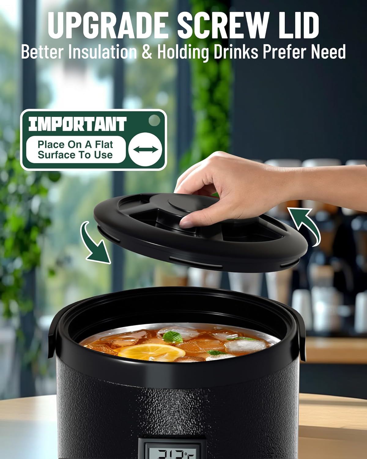 WantJoin Insulated Beverage Dispenser - Thermal 12L/3.2Gal Stainless Steel Hot & Cold Drink Dispenser with Spigot for Tea, Coffee, Milk, Water & Juice (Black)