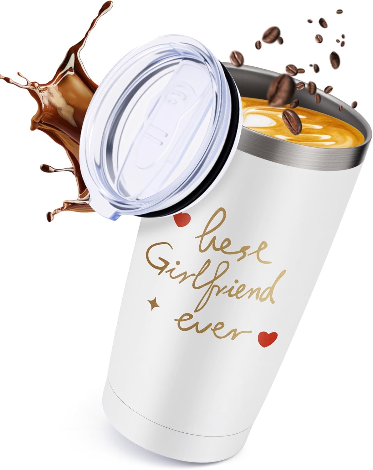 20 Oz Insulated Coffee Cups Car Travel With LIDS Unique Christmas Birthday Ideas For Women Useful Custom Gifts Stepmothers Valentines Moms Daughters Day Daughters-In-Law Busy Adults