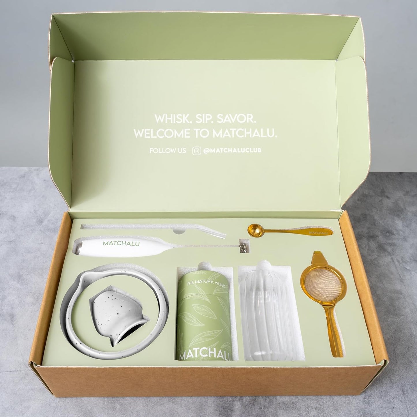 Premium 9 Piece Matcha Set Includes Ceramic Matcha Bowl, Bamboo Whisk & Holder, Stainless Steel Spoon & Sifter, Glass Cup & Straw, Electric Frother, Storage Bag - Gift for Matcha Lovers (White)