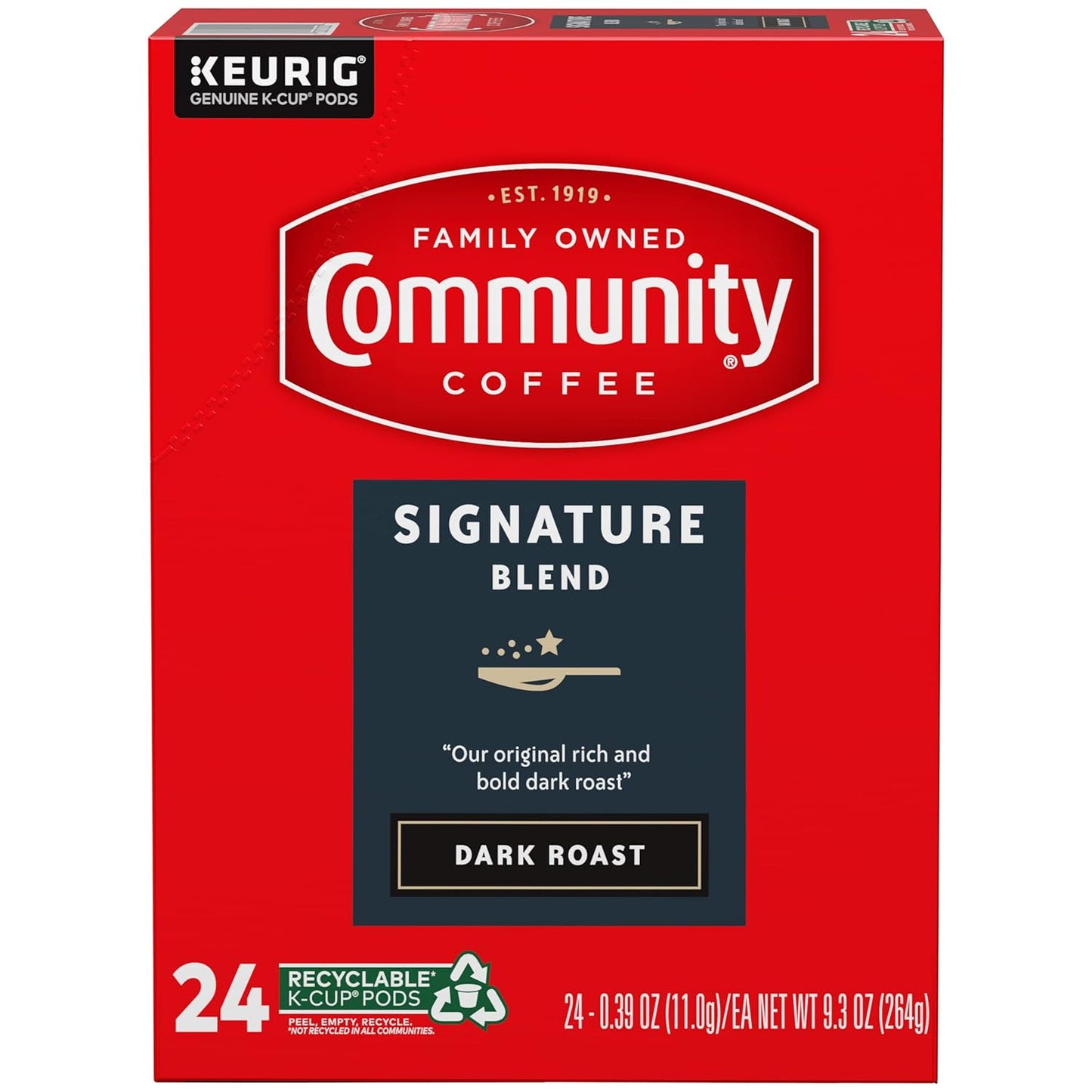 Community Coffee Signature Blend 96 Count Coffee Pods, Dark Roast, Compatible with Keurig 2.0 K-cup Brewers(Pack of 4,24 Count Total)