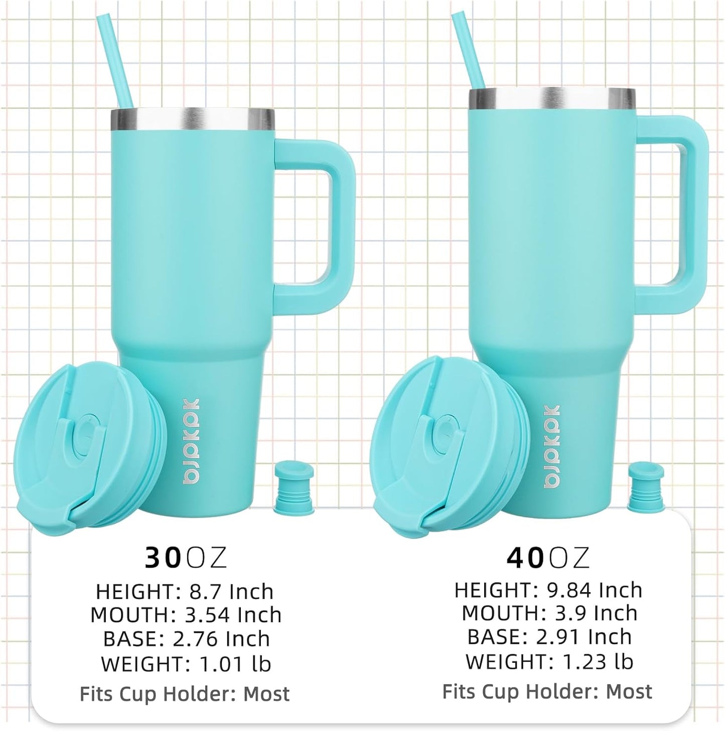 BJPKPK 30 oz Insulated Tumbler With Lid And Straw Stainless Steel Tumblers Cup With Handle For Women And Men,Turquoise