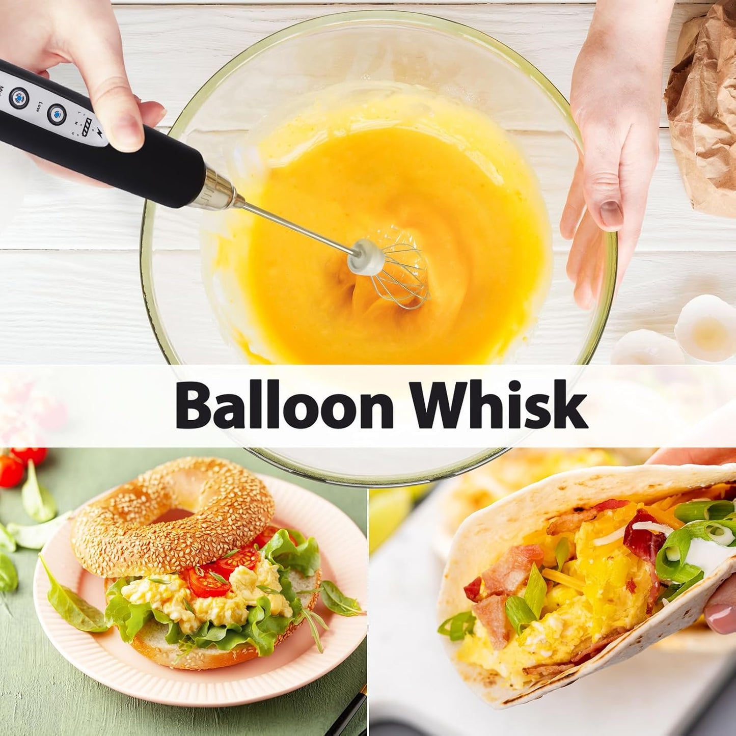 Milk Frother with Stand Rechargeable-Handheld Coffee Frother with 3 Stainless Whisks 3 Speed Adjustable, Electric Whisk Drink Mixer, Foam Maker Blender for Matcha Latte Cappuccino Chocolate