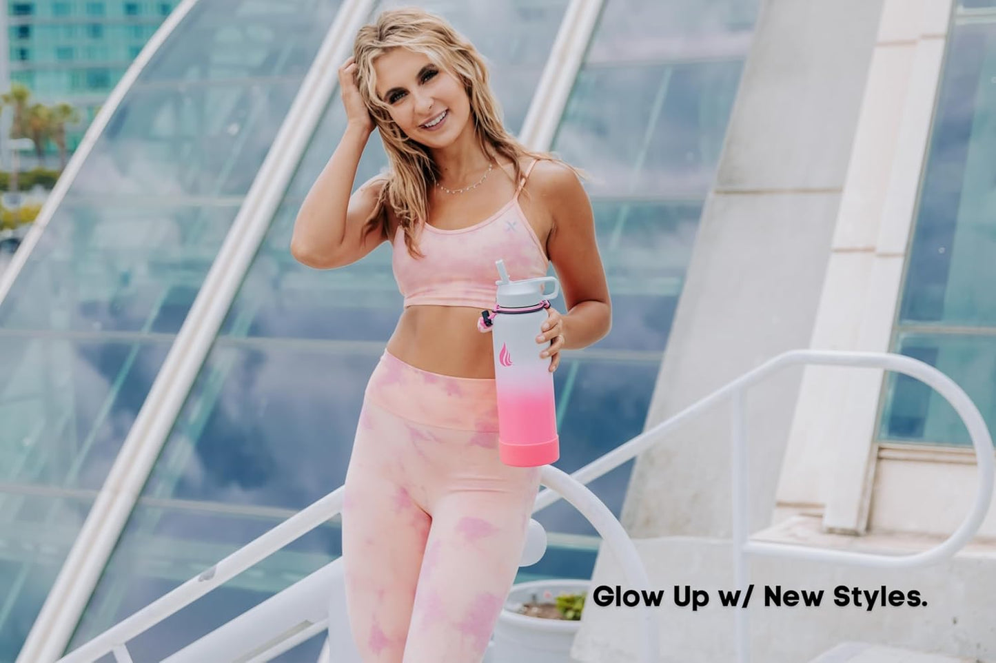 HYDRO CELL Stainless Steel Insulated Water Bottle with Straw - For Cold & Hot Drinks - Metal Vacuum Flask with Screw Cap and Modern Leakproof Sport Thermos for Adults (White/Pink 40oz)