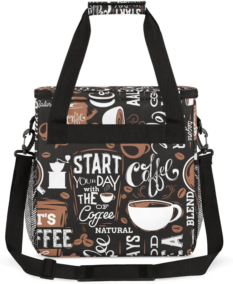 coffee cup coffee beans Coffee Maker Carring Bag Travel Carrying Storage Tote Bag Compatible with Keurig K-Mini or K-Mini Plus Portable Single Serve Coffees Brewer Case with Pockets for K-cup Pods