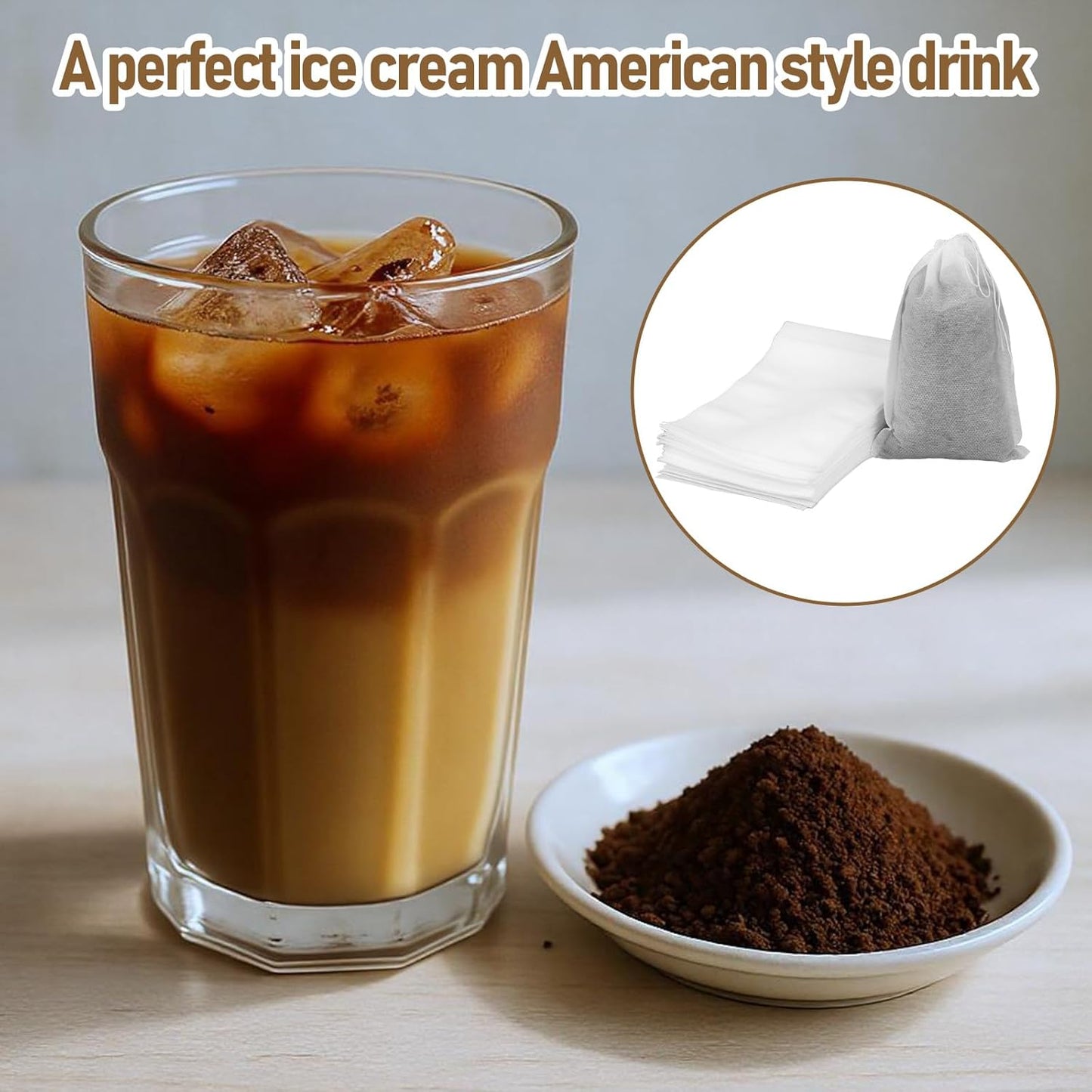 50 Pcs No Mess Cold Brew Bags 6x10 inch Coffee Bags Disposable Filter Bag Brewing Fine Mesh Drawstring Pouches for Coffee Grounds Ice Tea Spice