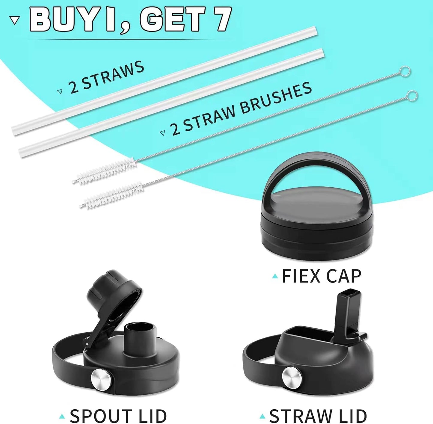 HYDROWION 32oz Stainless Steel Water Bottle(Cold for 48 Hrs, Hot for 24 Hrs), Double Wall Vacuum Insulated Water Bottle with Straw Lid, Spout Lid and Flex Cap, Fit in Any Car Cup Holder, Mint