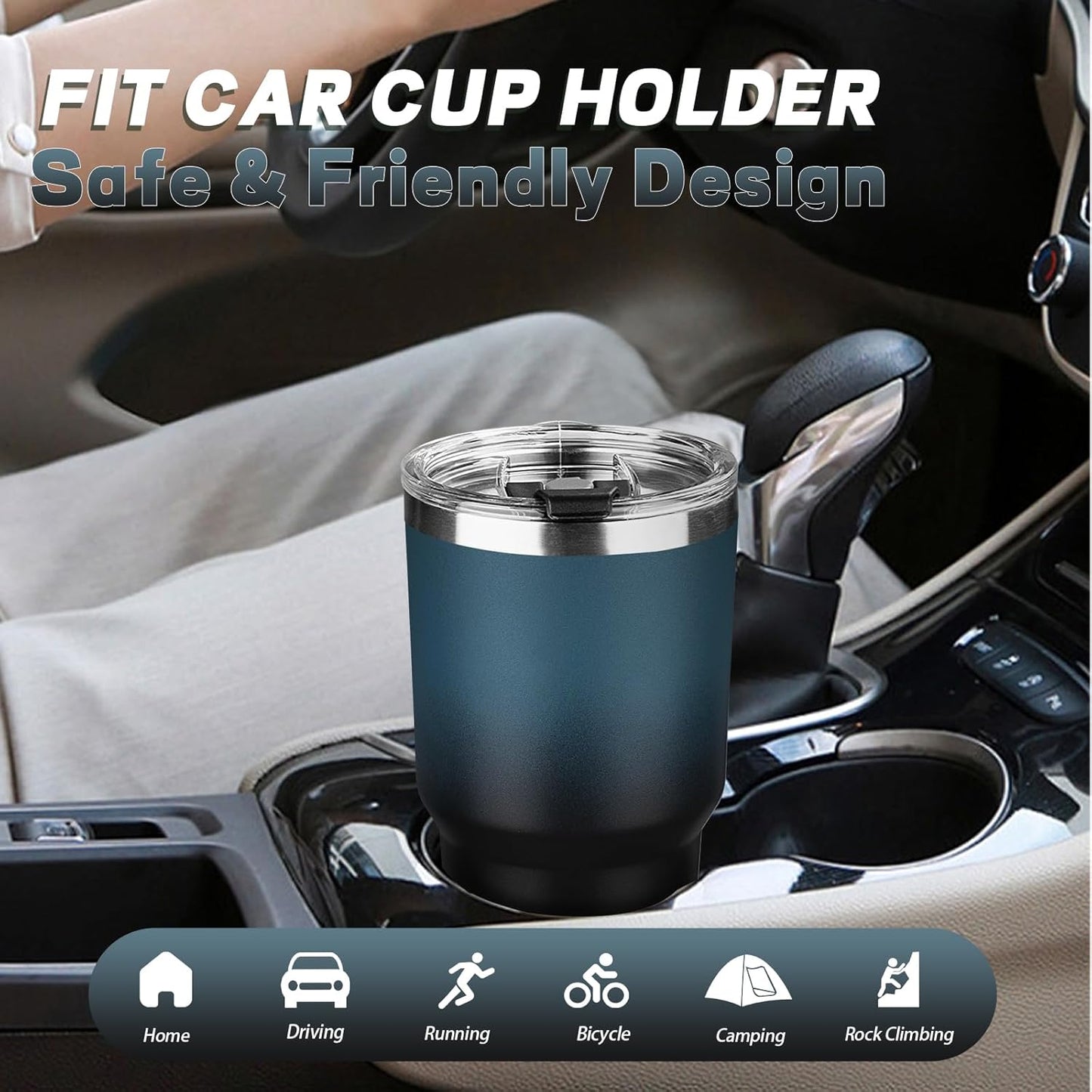 30 oz Tumbler with Lids and Straws, Stainless Steel Insulated Coffee Tumbler, Double Wall Vacuum Insulated Travel Mug Cup, Leakproof Thermal Coffee Cup for Hot and Cold Drinks (Blue Black)