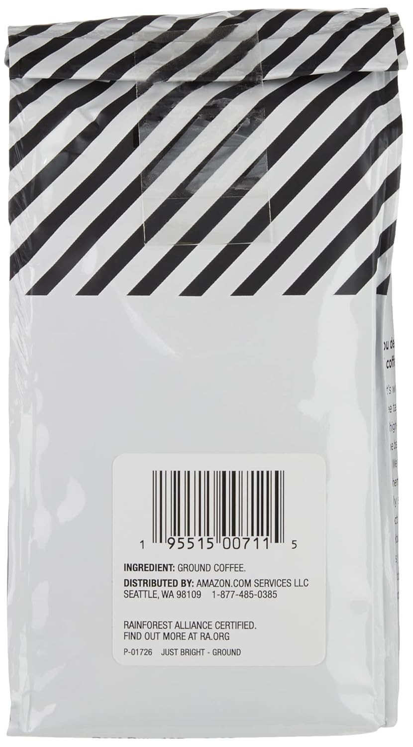 Amazon Fresh Just Bright Ground Coffee, Light Roast, 12 Ounce (Pack of 3)