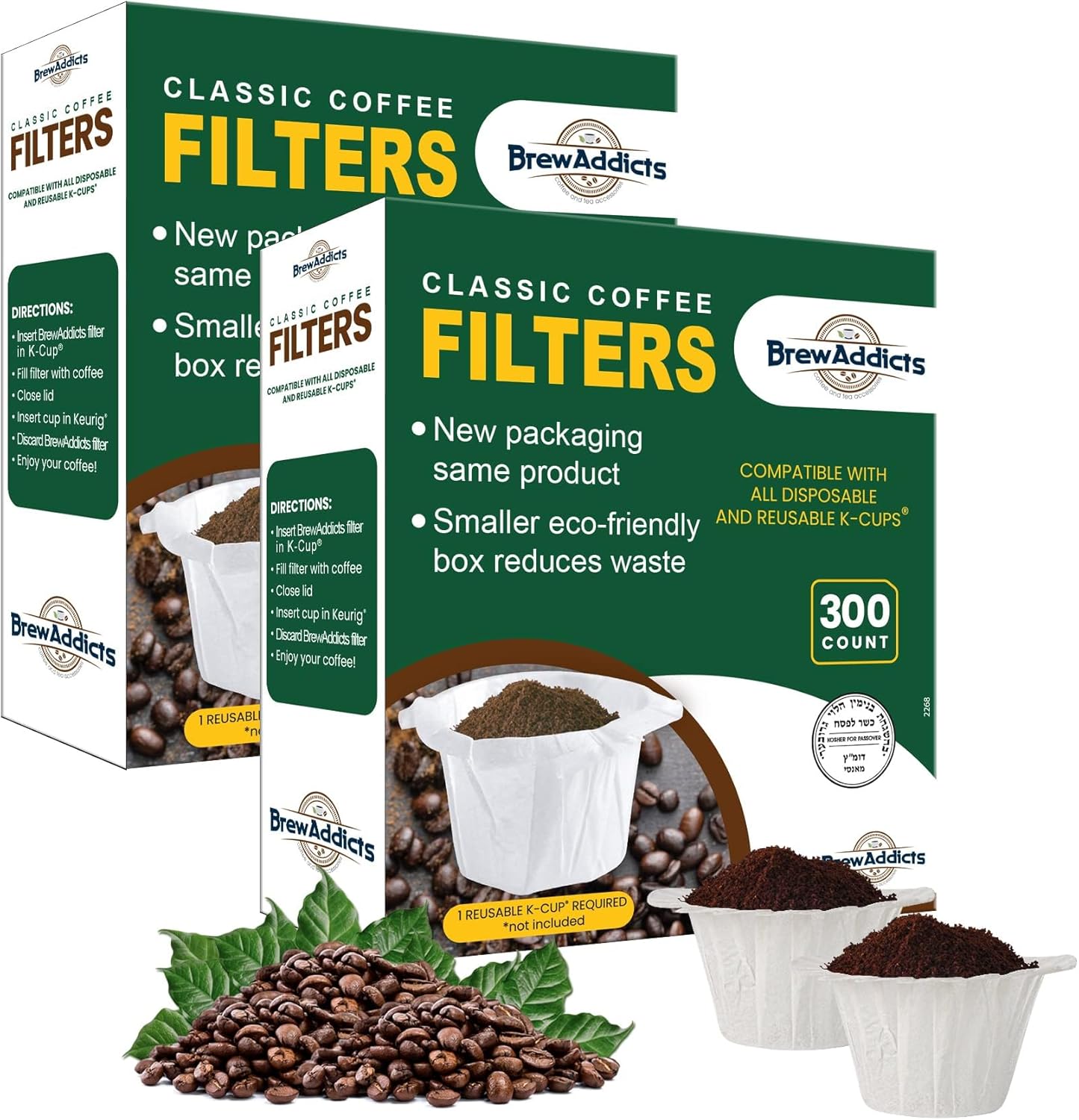 600 Paper Coffee Single-Use Filters for Keurig Brewers and Compatible with K-Cup Pods 1.0 & 2.0 Models, White Classic Design
