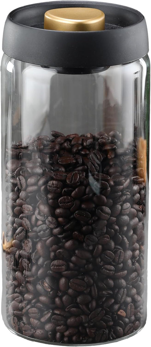LOEZ Coffee Bean Storage Container Airtight, Lid Sealed with Press-Down Vacuum, Borosilicate Glass Coffee Canister, Food Storage, Coffee Bar for Ground Coffee, Tea, Beans, Spices (Extra Large - Clear)