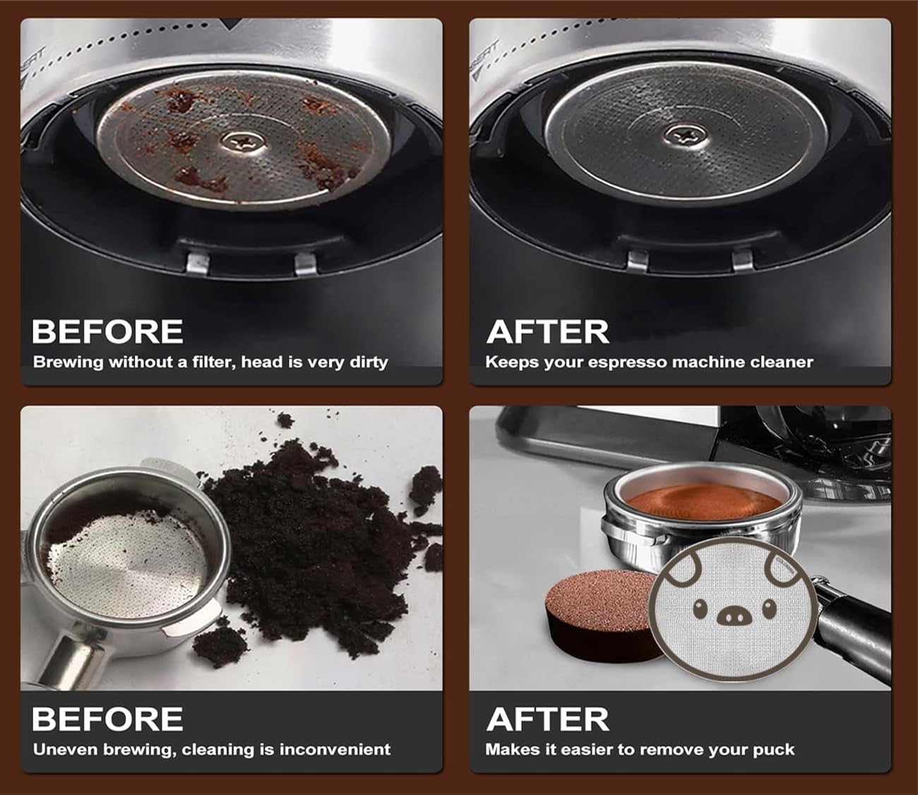 53.5mm Espresso Puck Screen, Lower Shower Screen, Metal Coffee Reusable Filter for 54mm Espresso Portafilter Basket, 1.7 Thickness(Doggie)