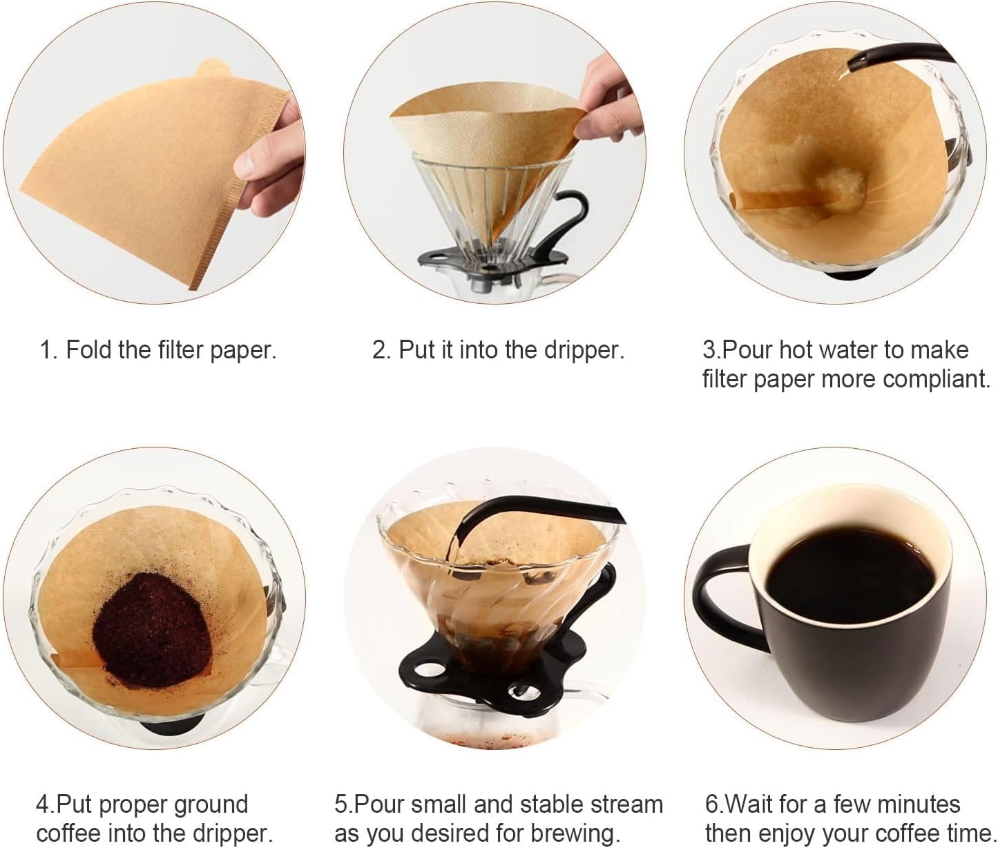 V60 Coffee Filters, Cone Coffee Filters #2, Natural Unbleached Pour Over Coffee Filter Compatible with V60 Dripper and Coffee Maker, 1-4 Cup (Size 02, 100Count)