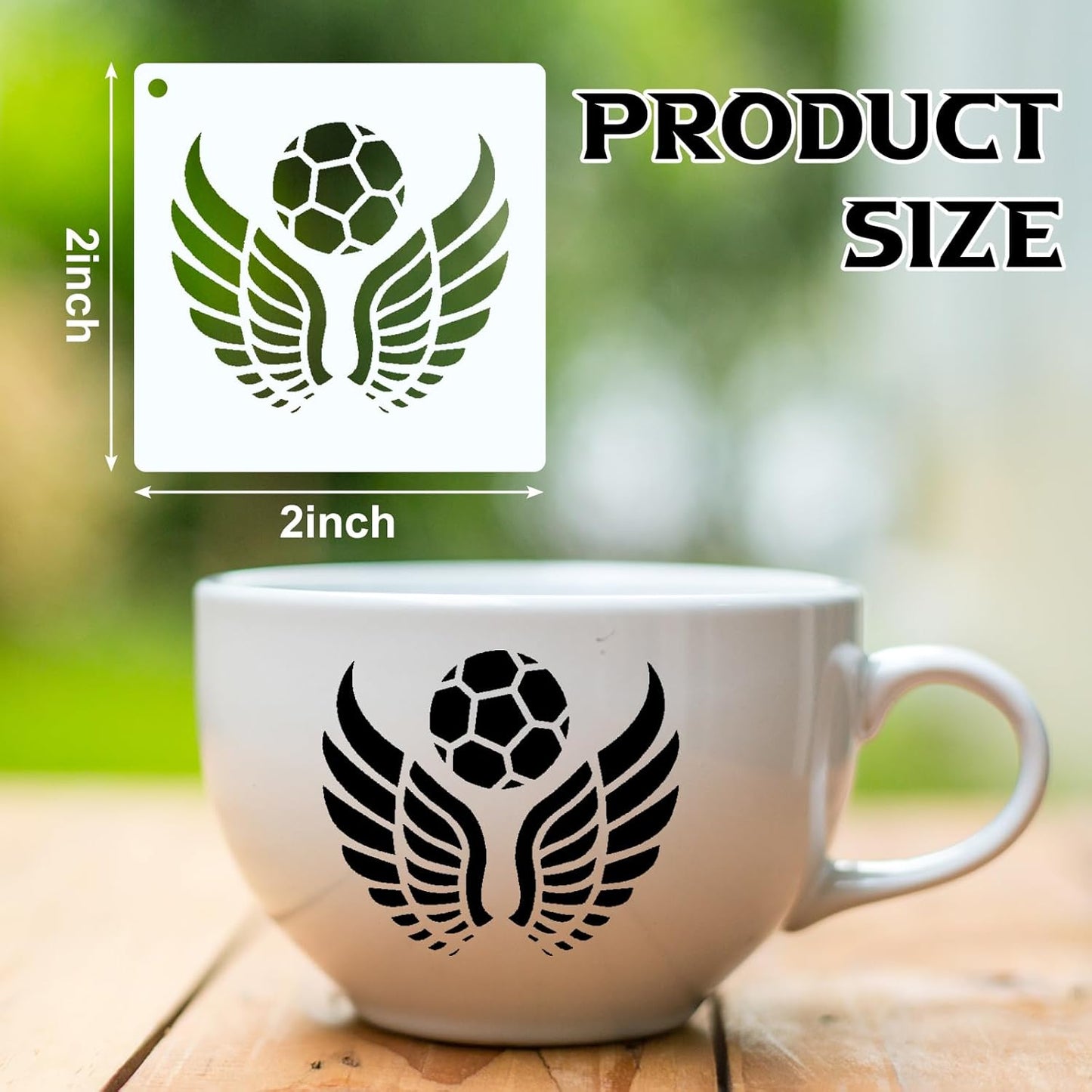 Fainne 100 Pcs Stencils for Painting on Wood Reusable Stencil Crafts Drawing Templates Holiday Wall Paper for DIY Scrapbook Home 2 x 2 Inch (Sport,Ball)