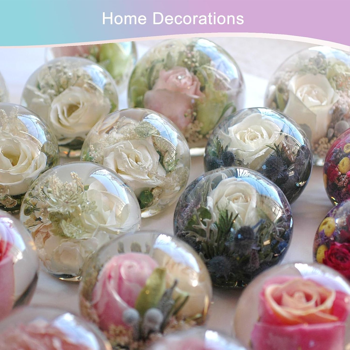 KISREL Sphere Resin Molds, 8 PCS Sphere Silicone Mold, Upgraded 3D Seamless Epoxy Molds，Large Ball Shape Flower Resin Mold for Home Decor, Flowers Preservation