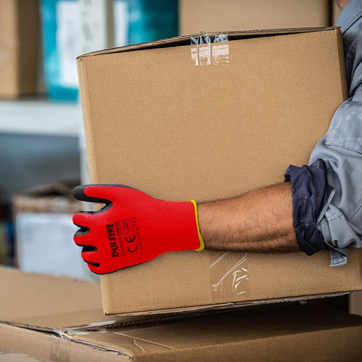 DULFINE Safety Work Gloves PU Coated-60 Pairs,Red Seamless Knit Glove with Polyurethane Coated Smooth Grip on Palm & Fingers, for Men and Women, Ideal for General Duty Work (XX-Large)