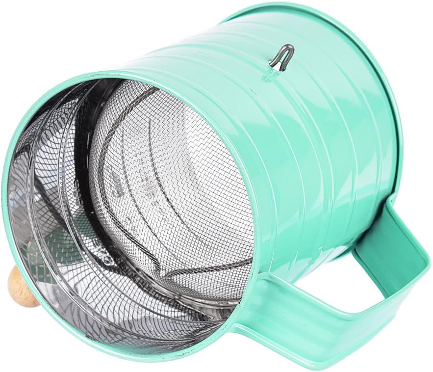 MaMix Stainless Steel Baking Hand Crank Flour Sifter with 2 Wire Agitator 3 Cup