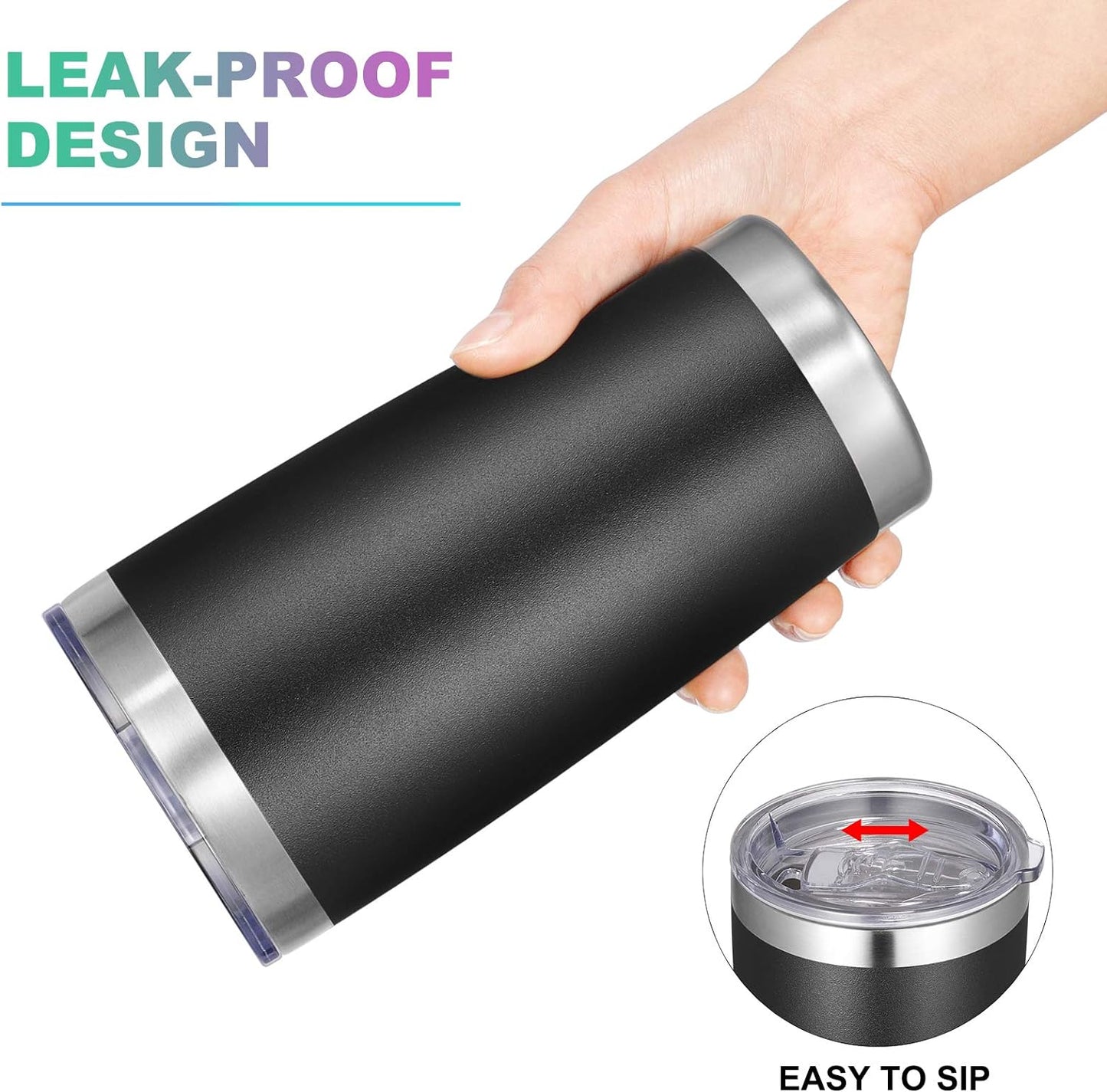 VEGOND 20oz Tumbler with Lid and Straw Stainless Steel Tumbler Cup Vacuum Insulated Double Wall Travel Coffee Mug Powder Coated Coffee Cup(Black 1 Pack)