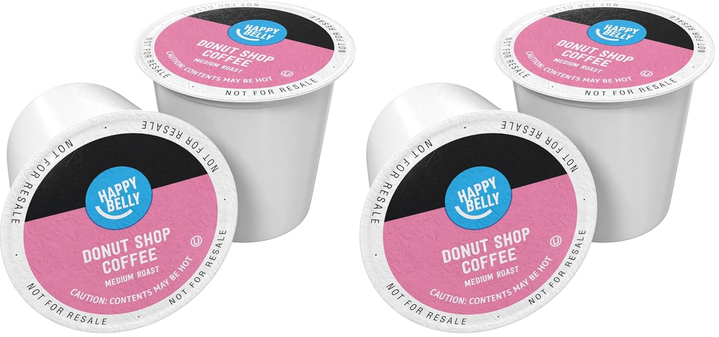 Amazon Brand - Happy Belly Medium Roast Coffee Pods, Donut Style, Compatible with Keurig 2.0 K-Cup Brewers, 100 Count (Pack of 2)