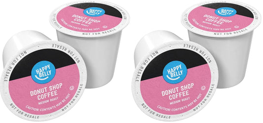 Amazon Brand - Happy Belly Medium Roast Coffee Pods, Donut Style, Compatible with Keurig 2.0 K-Cup Brewers, 100 Count (Pack of 2)