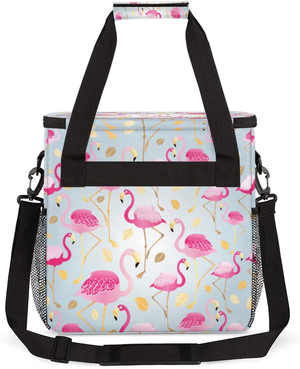 Animal Pink Flamingos Coffee Maker Carring Bag Travel Storage Tote Bag Compatible with Keurig K-Mini or K-Mini Plus Portable Single Serve Coffee Brewer Case with Pockets for K-cup Pods