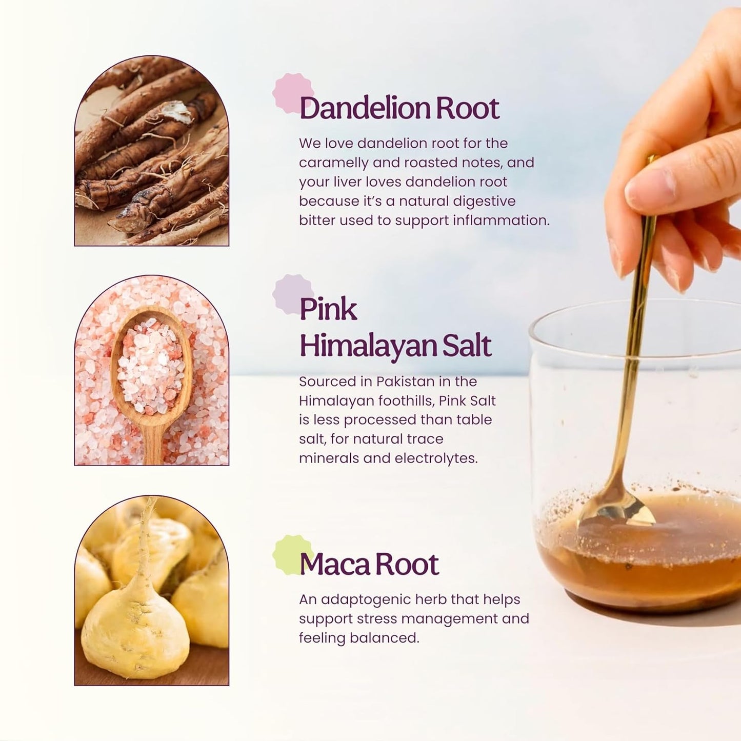 Blume Superfoods Latte - Salted Caramel Powder, Dandelion Root powder, Maca Powder, Pink Himalayan Salt, Low-Sugar, Inflammation support, Organic, Vegan And Keto Friendly - 25 Servings