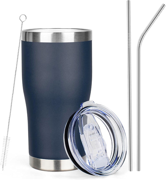 MEZMUT 20oz Coffee Tumbler with Lid and Straw Double Wall Vacuum Insulated Cup Stainless Steel Travel Mugs Insulated for Hot and Cold Leakproof Powder Coated Tumbler for Indoor and Outdoor