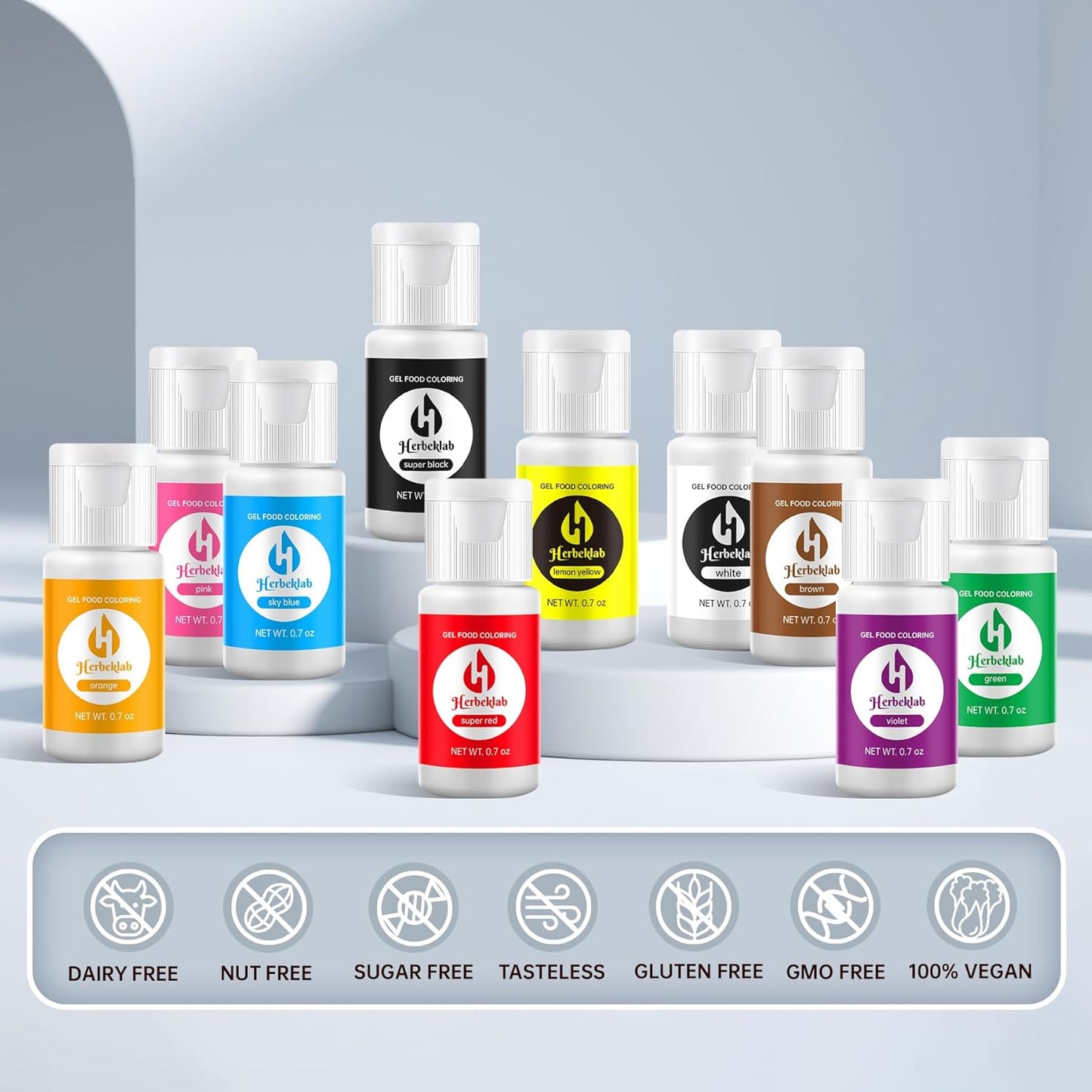 Gel Food Coloring - 10 Colors x 0.7 oz Concentrated Gel Based Food Dye Icing Colors Professional-Grade Neon Food Color for Baking Cake Decorating Cookies Fondant