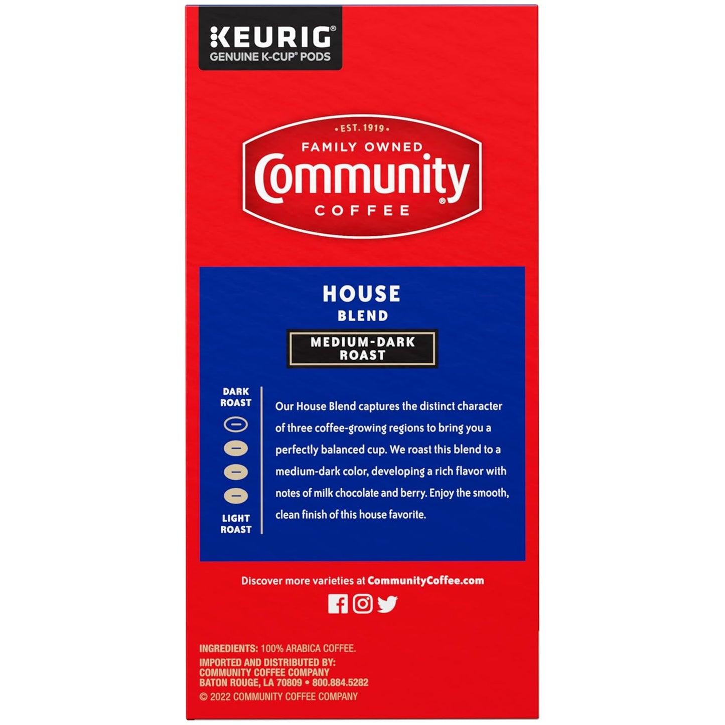 Community Coffee House Blend Medium-Dark Roast Single Serve Keurig K-Cup Pods 32 ct Box